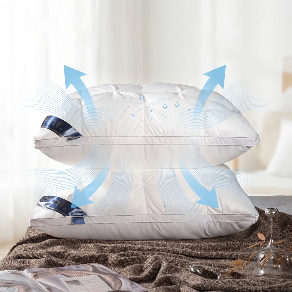 Hotel-Style Bed Pillows 2-Pack, Soft and Breathable Sleeping Pillows in Queen or King Size Labels with Seven Color Options for Bedroom and Guest Room Bedding