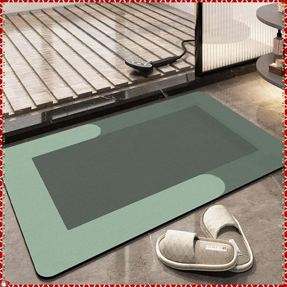 Diatomite Bathroom Floor Mat, Soft Water-Absorbing Bath Mat in Pink or Green with Big Size Options for Shower-Side, Laundry Room and Kitchen Use
