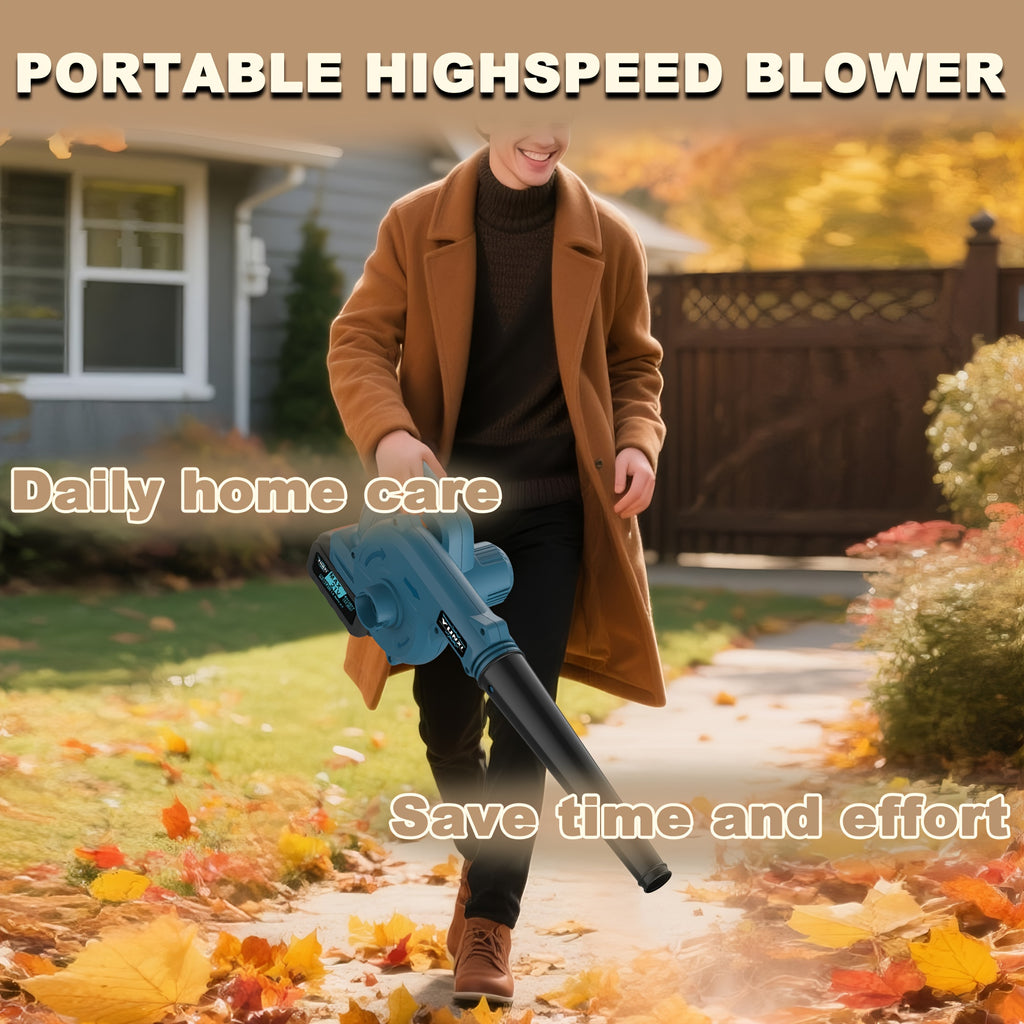 Cordless Leaf Blower with Two-Battery Accessory Options, Portable Handheld Air Tool in Standard or Upgrade Battery Labels for Home Lawn and Garden Cleanup