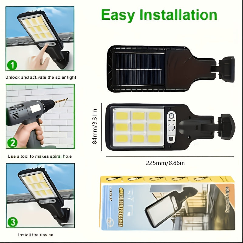 108COB Solar Wall Lights with Remote Control, Motion Sensor and Three Working Modes, 2, 4, 6 or 8-Pack Options for Supplemental Porch and Garage Lighting