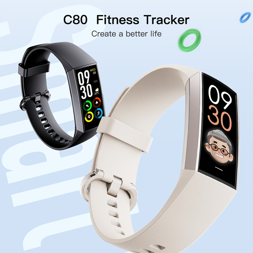 Fitness Tracker Bracelet with 1.1-Inch AMOLED Touch Screen, 25 Sport Modes, Sleep Tracking and Custom Watch Faces for Women and Men