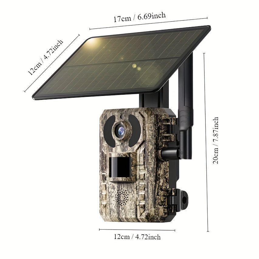 Cellular Trail Camera with Listed 4K Live View, 4W Solar Panel, 0.2-Second Trigger and 120° Lens, Ucon App Wildlife Monitoring with Two-Pack Option
