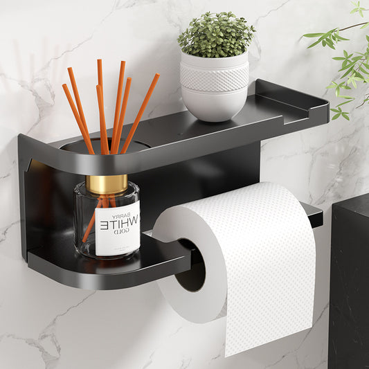 Self-Adhesive Toilet Paper Holder in White, Single Wall-Mounted Bathroom Tissue Organizer for Everyday Access, Home Bathrooms and Guest Room Refreshes