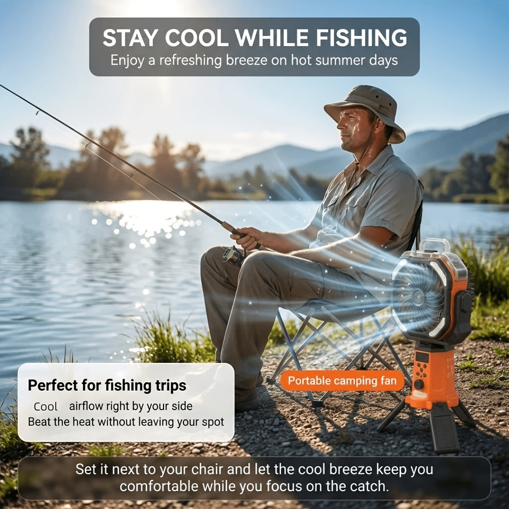 TAZTIR Camping Fan with Listed 20000mAh Battery, Basic or Mist Models in Black or Orange and a Mist+Scalable Option for Tent and Campsite Airflow
