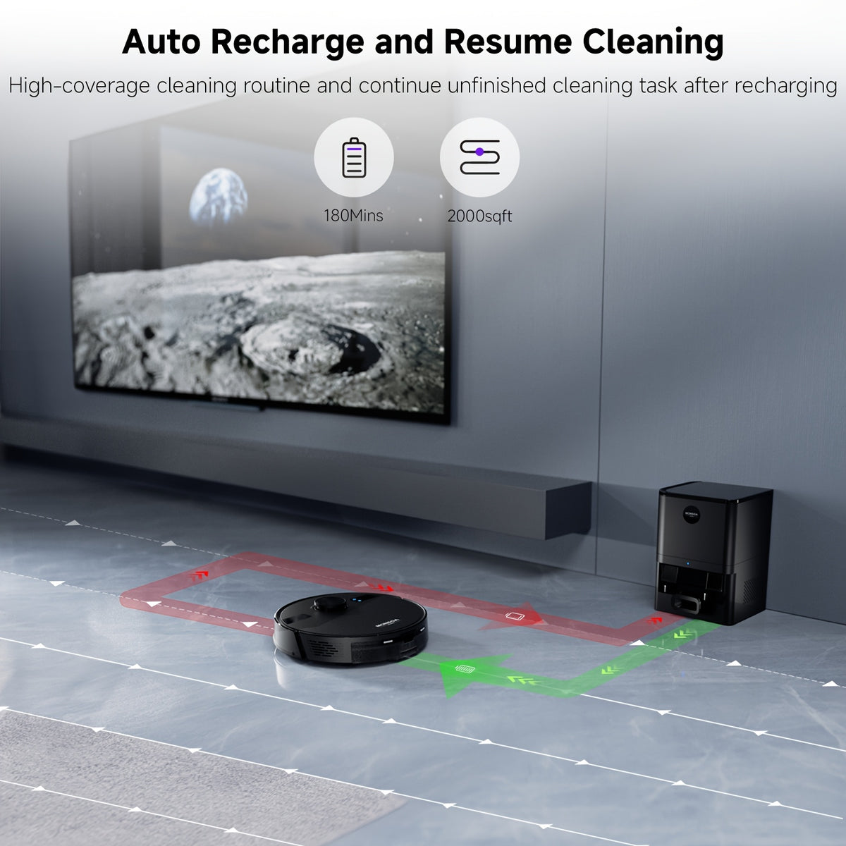 Robot Vacuum Cleaner in Black Max Option with Listed Smart Map Navigation, App and Alexa Voice Control, 2.99-Inch Slim Design and Automatic Recharging