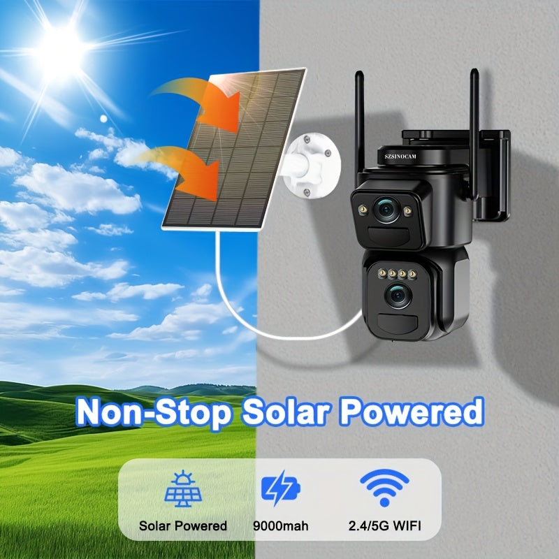 Solar WiFi Security Camera QW8-WIFI with Listed 2K Video, Motion Detection, Spotlight Alarm, Color Night Vision and Two-Way Audio for Home Monitoring