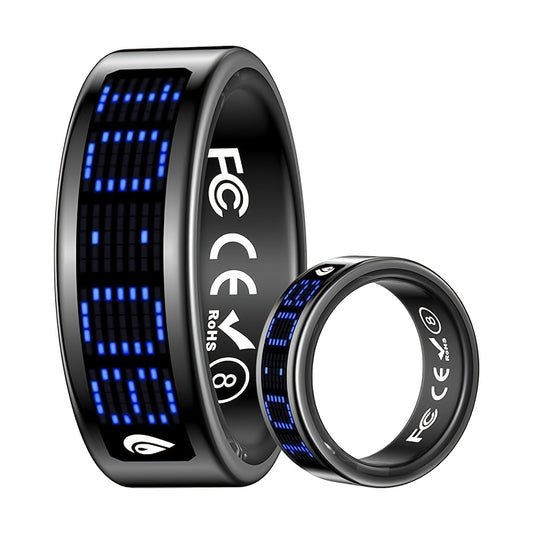 Caller ID Smart Ring with Listed Sleep Monitoring and Multiple Sports Modes, Android and iOS Support, Black, Silvery or Golden in Size Options 8#–14#