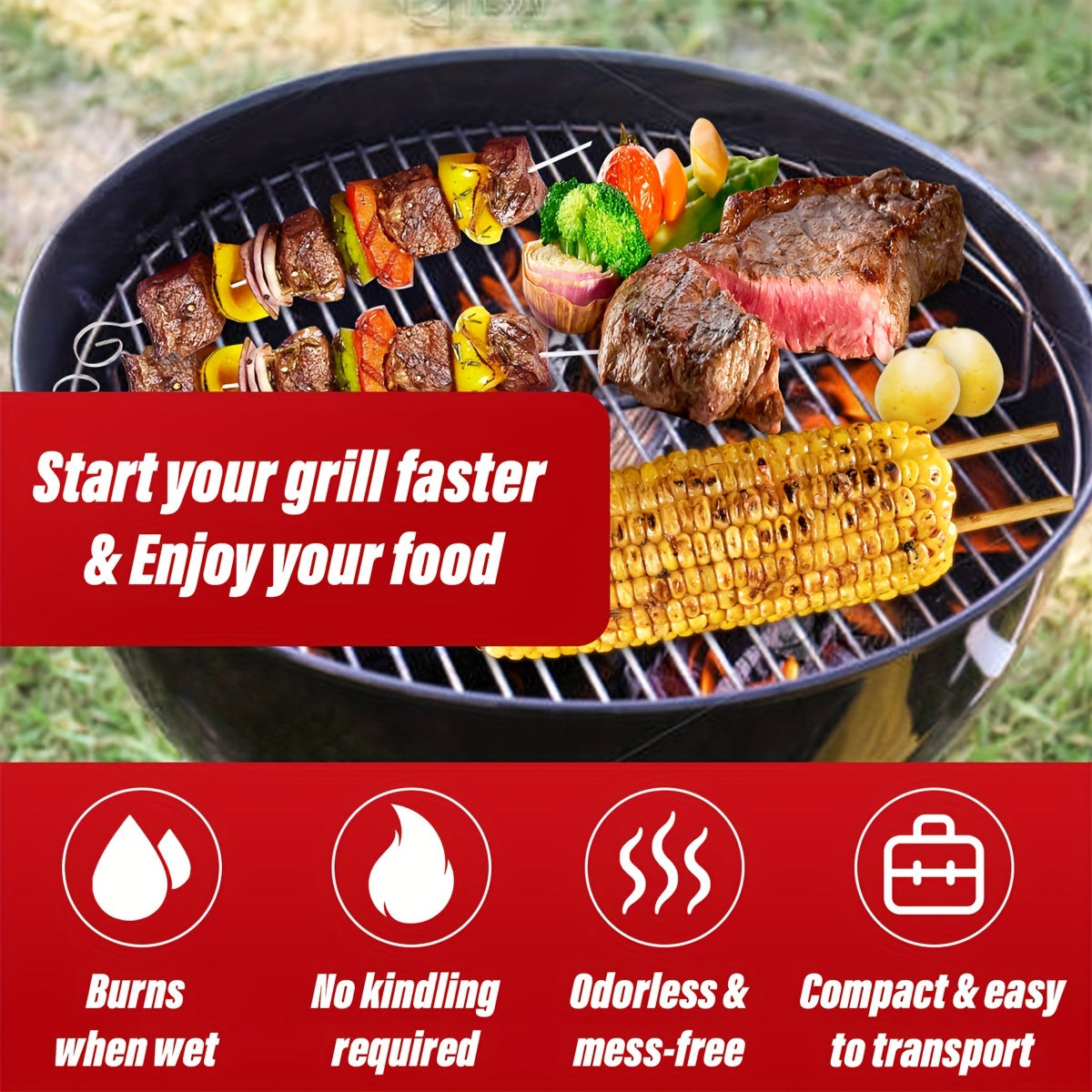 Campfire Fire Starters for Charcoal Grills, Fire Pits and Wood Stoves, Natural Firelighter Packs with 24, 60 Get 72 or 144-Piece Selection Options