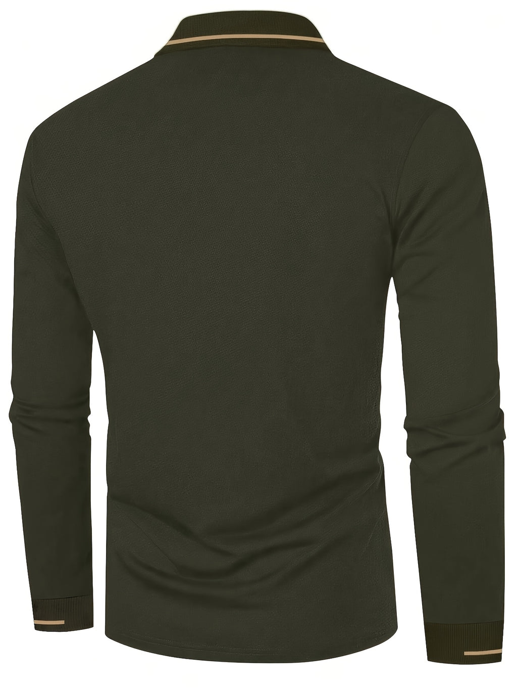 Men's Long Sleeve Polo Shirt, 100% Polyester with Slight Stretch, Regular Fit and Rib-Knit Details for Casual Golf and Spring-Fall Outfits