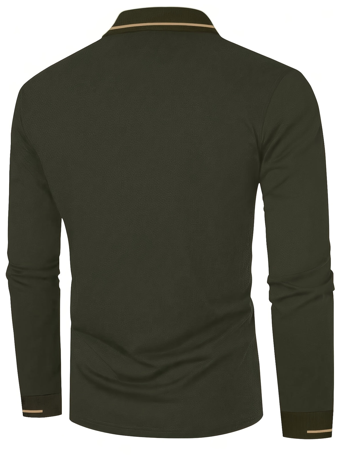 Men's Long Sleeve Polo Shirt, 100% Polyester with Slight Stretch, Regular Fit and Rib-Knit Details for Casual Golf and Spring-Fall Outfits
