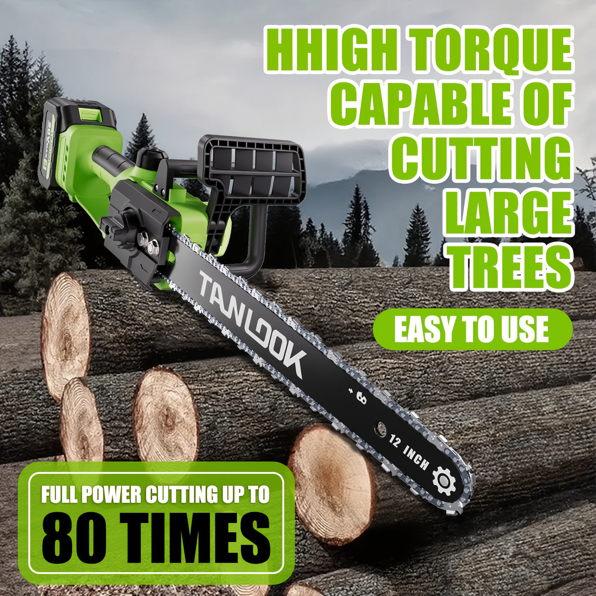 Battery-Powered Electric Chainsaw for Garden Pruning and Wood Cutting, Cordless Rechargeable Tool with Multiple Colors and One- or Two-Battery Kit Options
