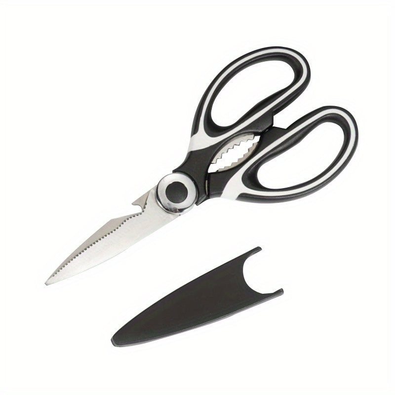 Multifunctional Poultry Shears with Stainless Steel Blades and Ergonomic Handle, Single Pair of Kitchen Scissors for Chicken, Duck, Fish and BBQ Meal Preparation