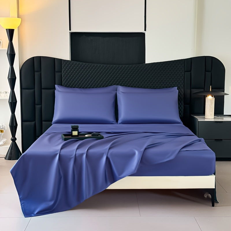 Colorful Dot Bedding Set, 4-Piece Silky-Feel Collection with One Fitted Sheet, One Additional Sheet and Two Pillowcases for Bedrooms and Guest Rooms