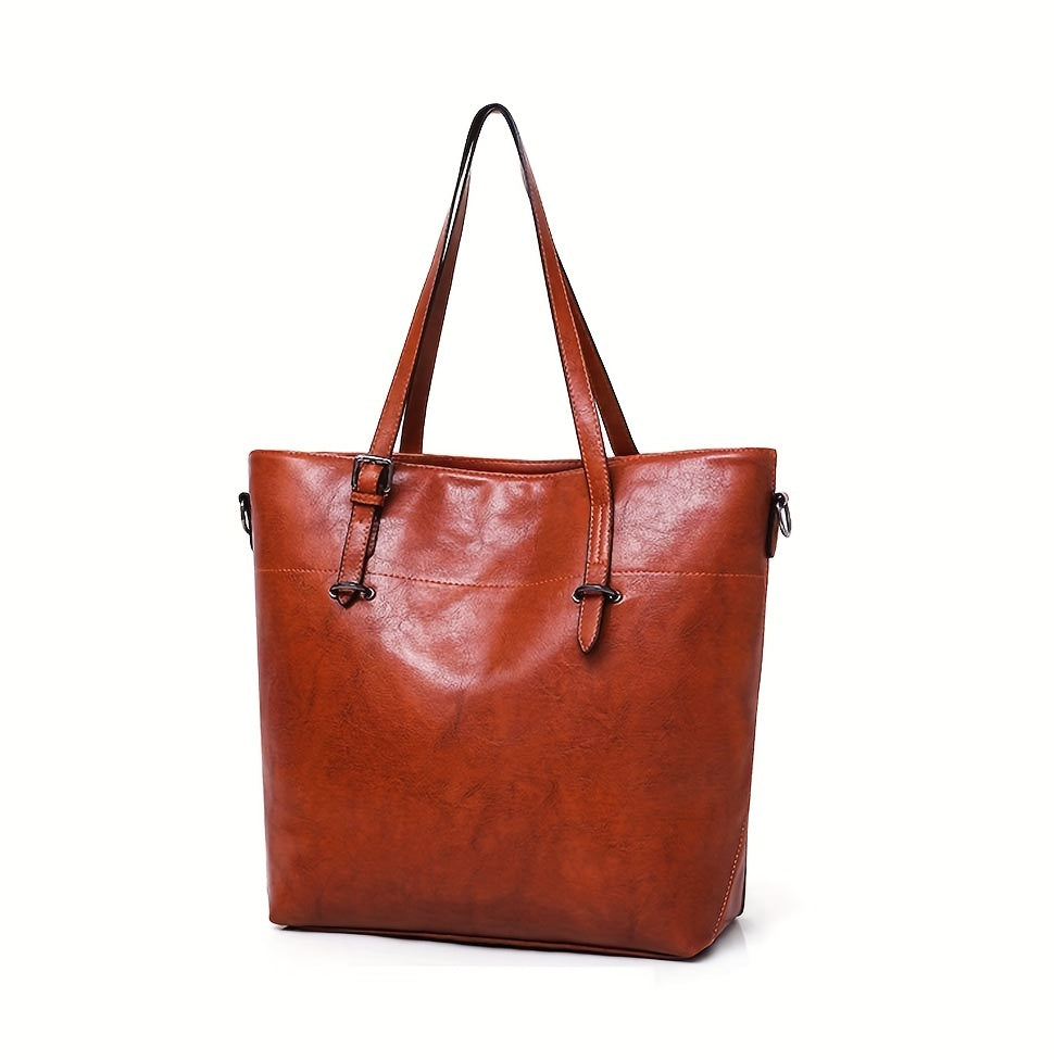 Retro PU Handbag Set for Women, Listed Four-Piece Tote, Crossbody, Shoulder Bag and Wallet Collection in Brown Plus, Black Plus or Blue for Shopping and Date Nights