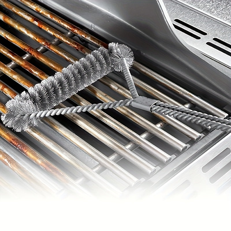 BBQ Grill Cleaning Brush with Stainless Steel Bristles and Metal Handle, Black Reusable Barbecue Care Tool for Compatible Grill Grates and Backyard Cookouts