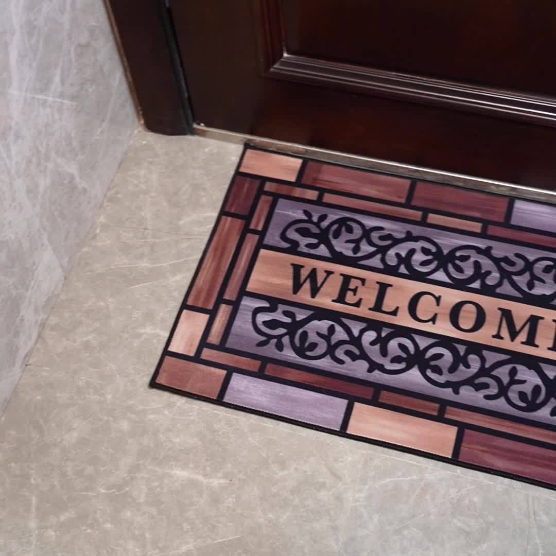 Wood-Pattern Welcome Doormat for Indoor Entryways, Decorative Entrance Floor Mat with Listed Non-Slip Design for Hallways and Home Styling