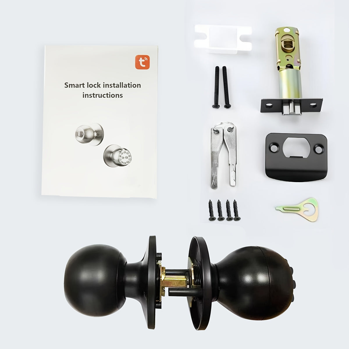 Keypad Door Knob Lock with Listed Keyless Entry, Mechanical Key Backup, Auto-Lock and Passage Mode, No App Required or Black Option Labels