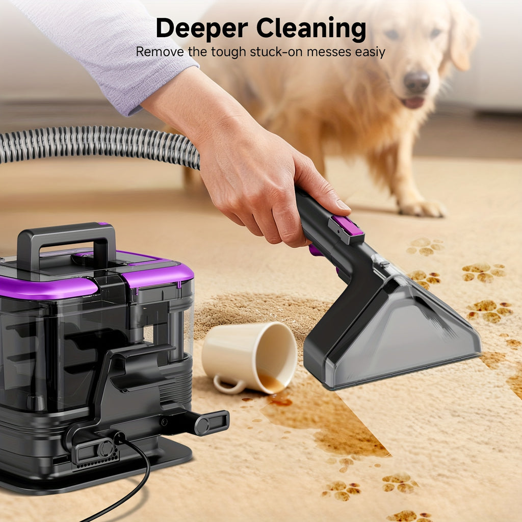 Upholstery Cleaner Machine, Portable Carpet Spot Cleaner with 30Kpa Suction and Dual-Size Brush Head for Pet Stains, Couch, Stairs and Car Seats
