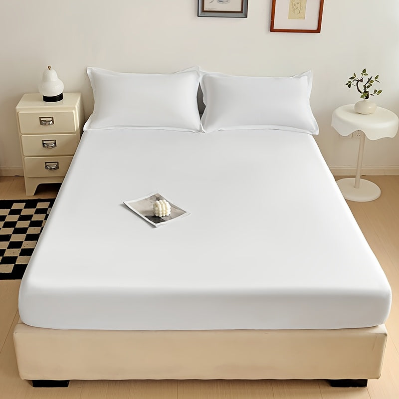Brushed Microfiber Fitted Sheet, Single Solid-Color Bed Sheet with Thirteen Size Labels and Ten Color Options for Bedroom and Guest Room, Pillowcases Not Included