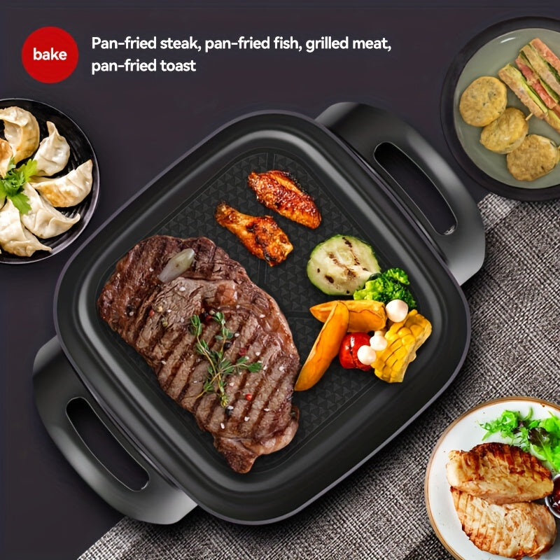 Electric Frying Pan with Lid in Black, Nonstick Cooking Pot with Listed Constant Temperature Control for Stir-Frying, Steak Preparation and Home Kitchen Meals