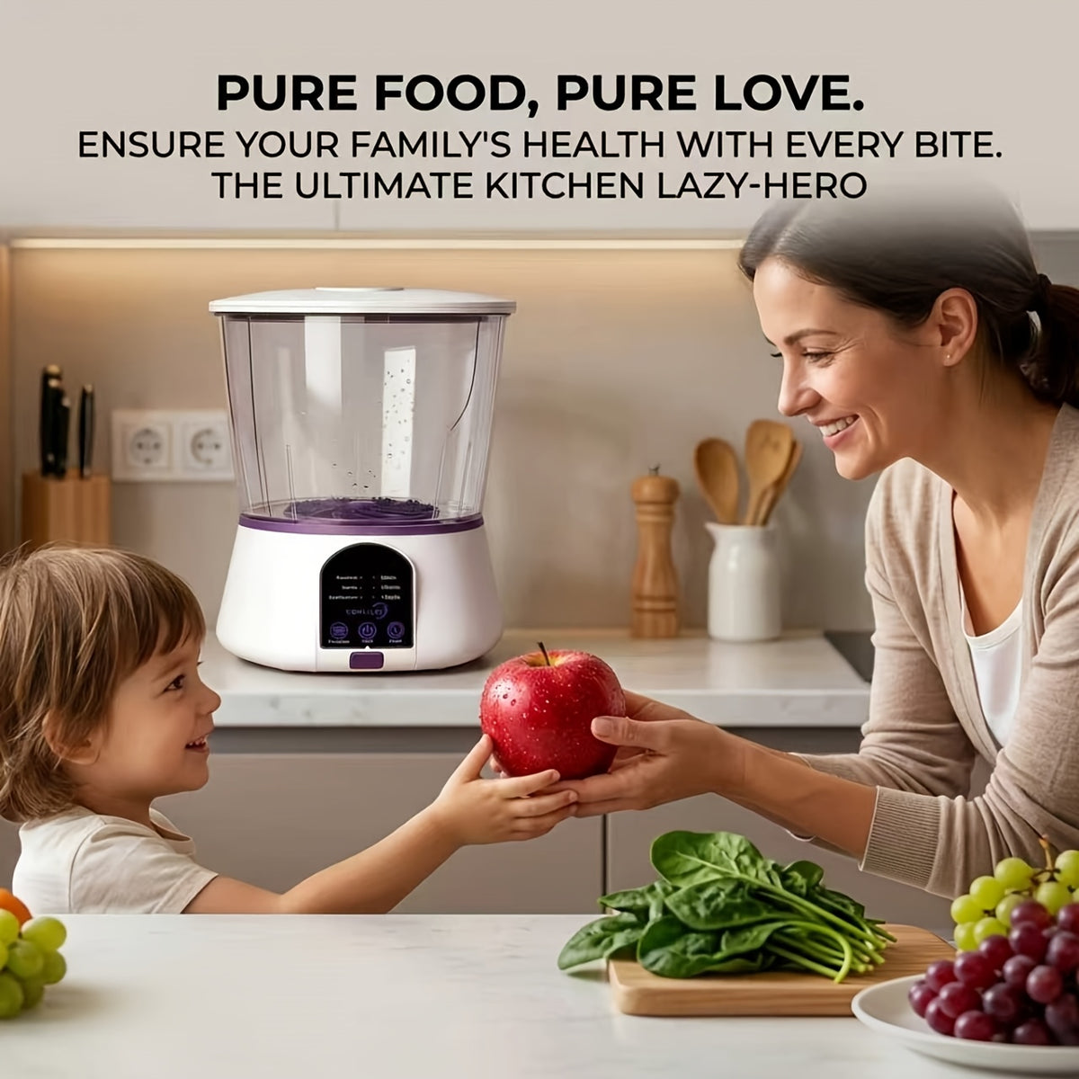 Fruit and Vegetable Cleaning Machine with Three Listed Function Modes, Single or Dual Battery Options for Household Produce Preparation Routines