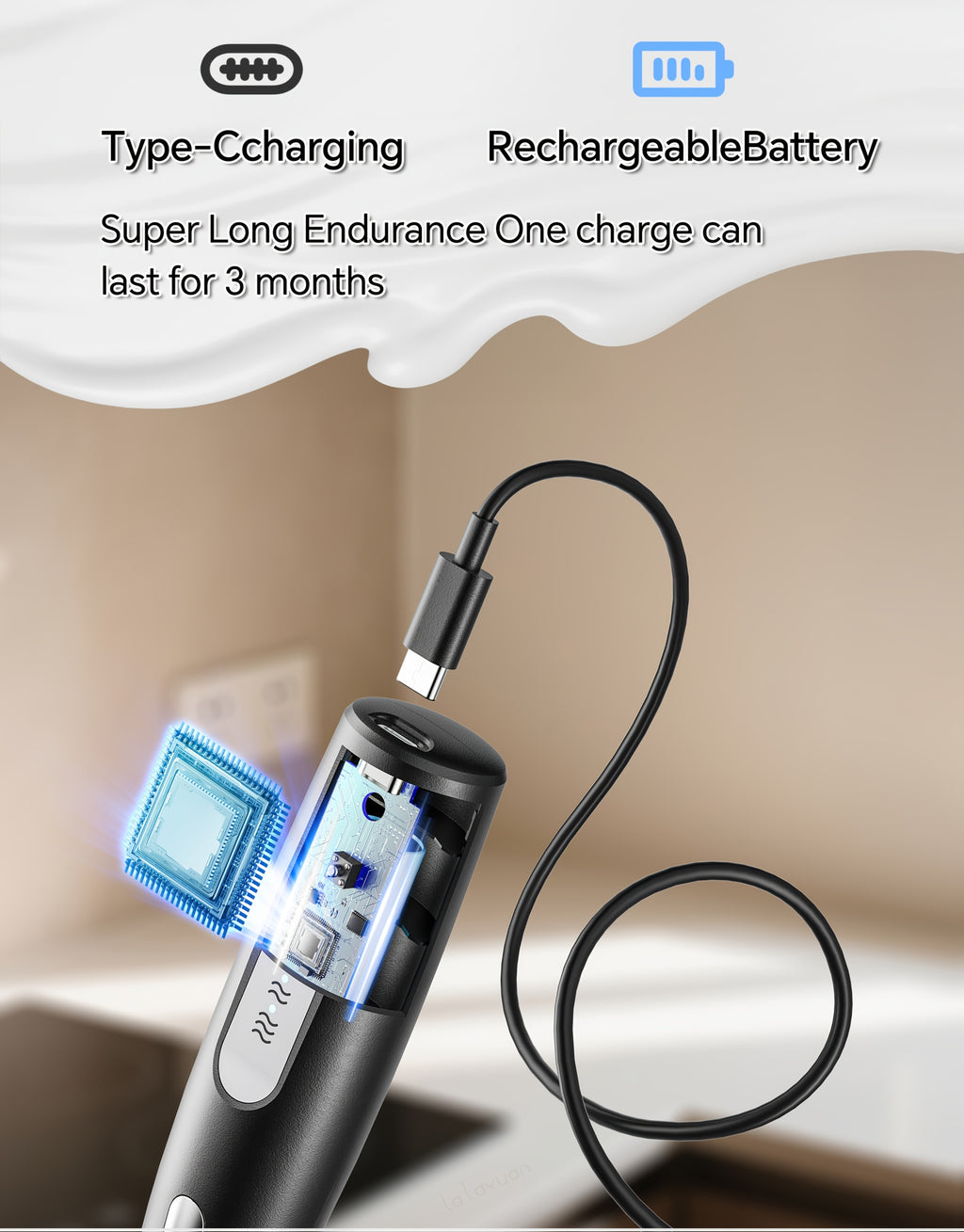 USB Rechargeable Milk Frother with Three Speeds, Handheld Electric Drink Mixer in Four Color Labels with Single Foam Head or Egg and Frother Head Options