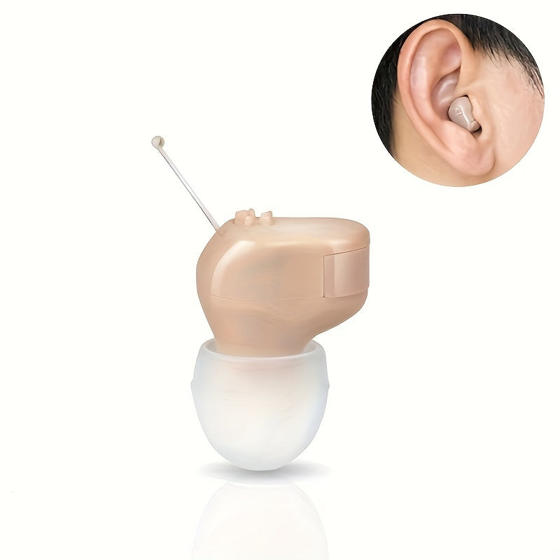 Battery-Powered Hearing Aid A10 with Compact Mini Amplifier Design and Three Listed Ear Tip Sizes, Non-Rechargeable 1pc or 2pcs Options for Adults