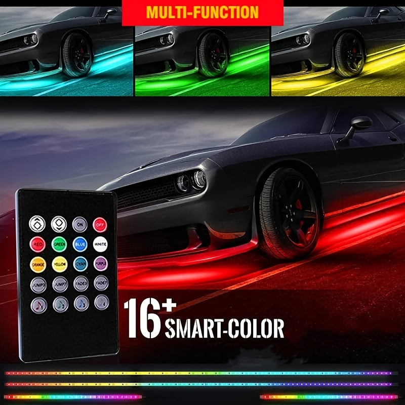Exterior LED Accent Lighting Kit with Multiple Scene Modes, App and Wireless Control for Compatible Car, Truck and SUV Decorative Vehicle Lighting