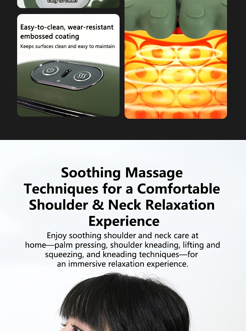 Heated Shiatsu Neck Massager with Listed 4D Hand-Style Kneading, Dual-Zone Warmth and Wireless Portable Design for Instruction-Guided Adult Home Massage Routines