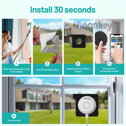 2K Window Camera with Dual-Band WiFi, Color Night Vision, Person, Pet and Vehicle Alerts, Listed 24/7 Recording and Peel-and-Stick Setup, One Pack