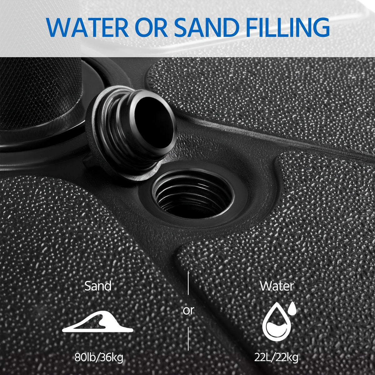 Fillable Patio Umbrella Base with 38mm Opening, Round Plastic Stand for Water or Sand Ballast with Built-In Handle for Garden and Lawn Shade Setups