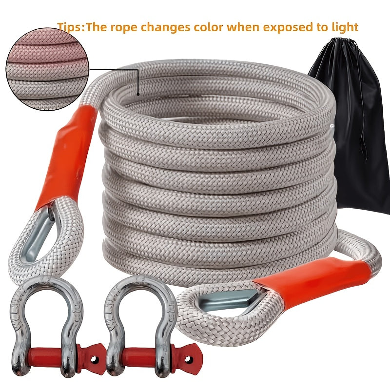 Polyester Recovery Tow Strap in Multiple Length Options, Static Vehicle Strap with Listed D-Ring Shackles, Reflective Flag and Storage Bag Accessories