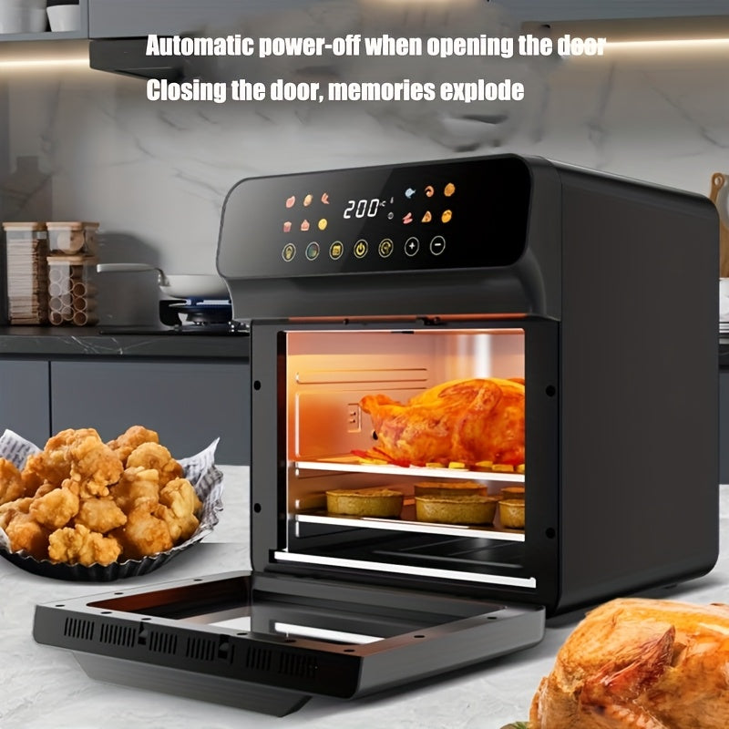 Countertop Air Fryer Oven Combo with LED Touchscreen and Viewing Window, Stainless Steel Convection Cooker for Roasting, Baking, Broiling and Reheating