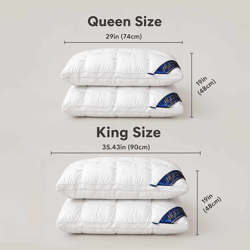 Hotel-Style Bed Pillows 2-Pack, Soft and Breathable Sleeping Pillows in Queen or King Size Labels with Seven Color Options for Bedroom and Guest Room Bedding
