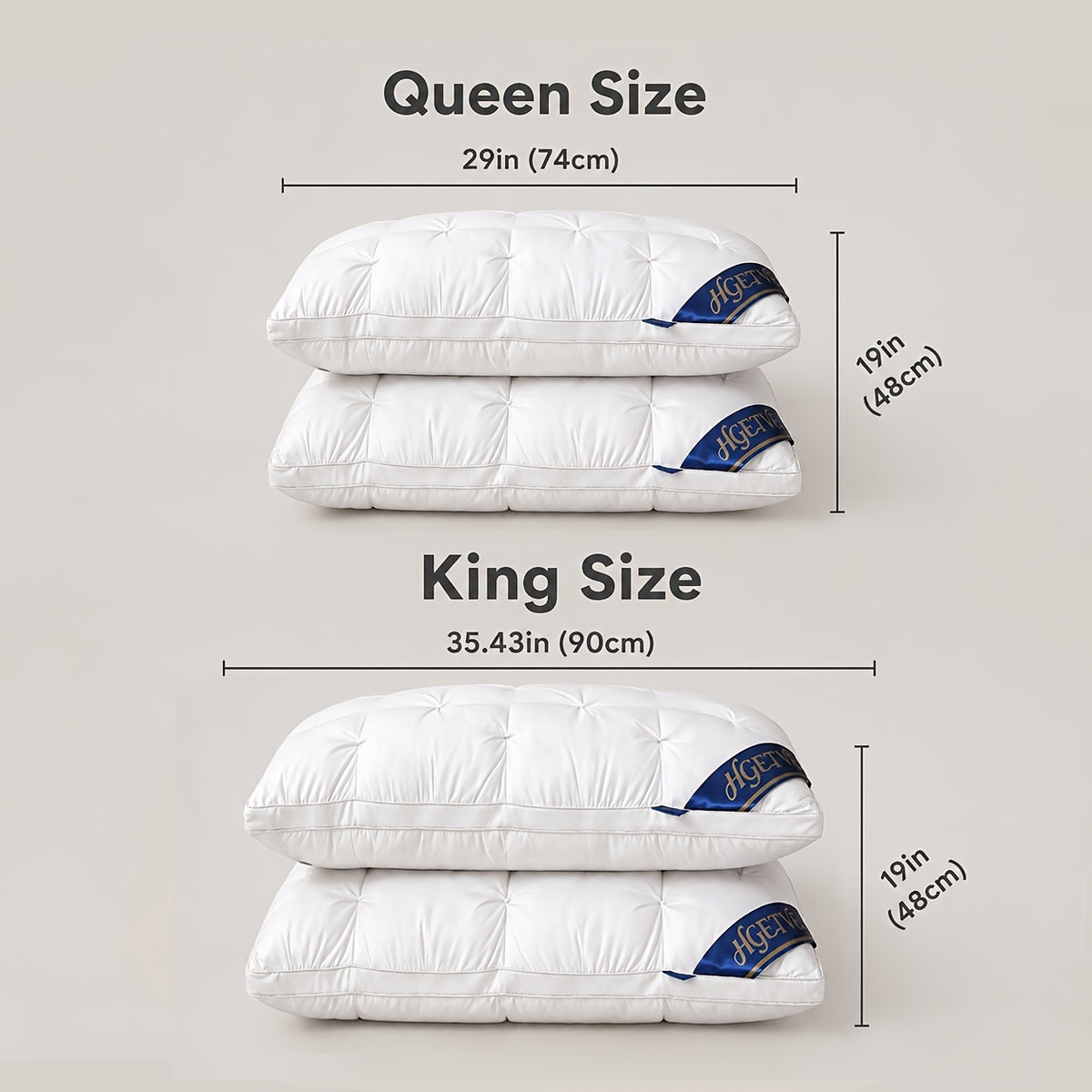 Hotel-Style Bed Pillows 2-Pack, Soft and Breathable Sleeping Pillows in Queen or King Size Labels with Seven Color Options for Bedroom and Guest Room Bedding