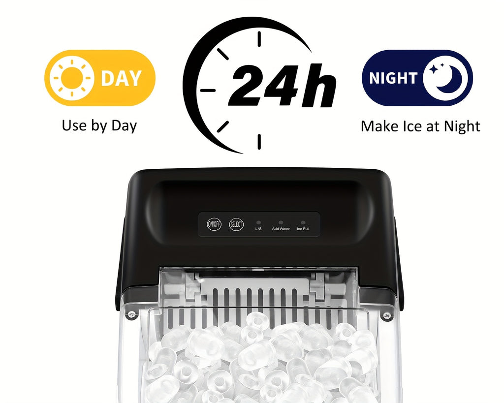 [Portable Ice Maker] Countertop Ice Maker With Handle, Produces 29 Pounds Of Ice In 24 Hours, Makes 9 Ice Cubes In 6 Minutes. Portable Ice Maker Comes With A Basket And Ice Scoop