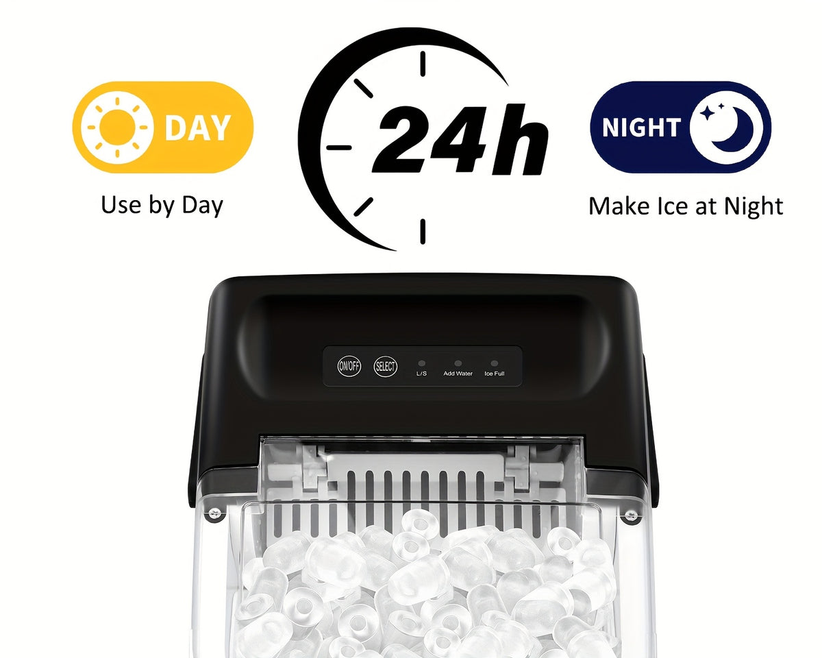 [Portable Ice Maker] Countertop Ice Maker With Handle, Produces 29 Pounds Of Ice In 24 Hours, Makes 9 Ice Cubes In 6 Minutes. Portable Ice Maker Comes With A Basket And Ice Scoop