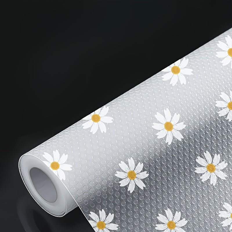 Daisy Cabinet Liner Roll, Cut-to-Fit Plastic Shelf Mat for Compatible Kitchen Cabinets, Drawers and Refrigerator Shelves, Easy-Clean Floral Organization Accessory