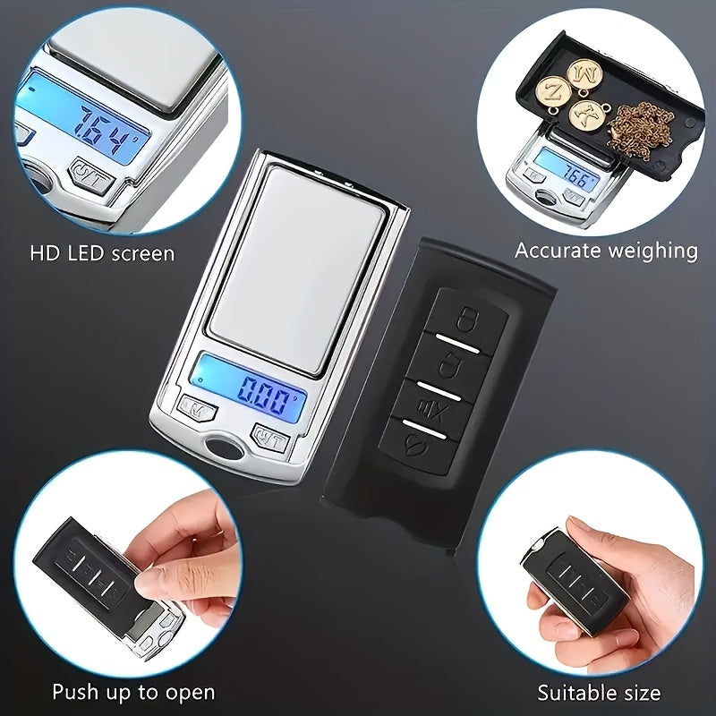 Mini Digital Pocket Scale with Backlit Display and Keychain Attachment, Listed 200 g/0.01 Option for Jewelry and Small-Item Weighing, Battery Not Included