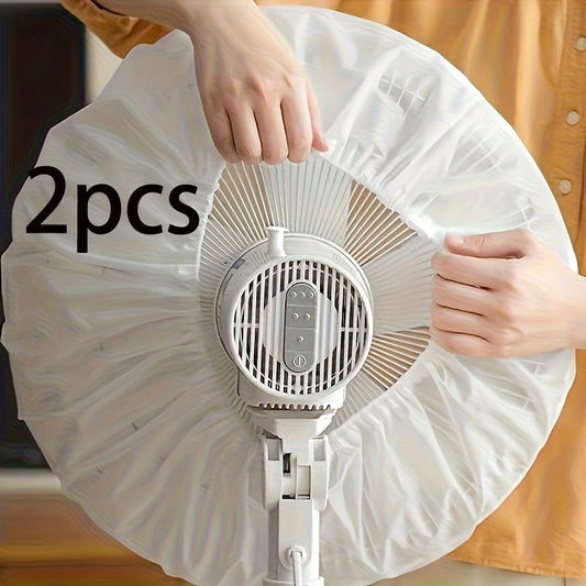 Electric Fan Dust Covers with Ruffled Edges, 2-Piece PVC Plastic Set in Assorted Colors for Compatible Fan Storage at Home or in the Office