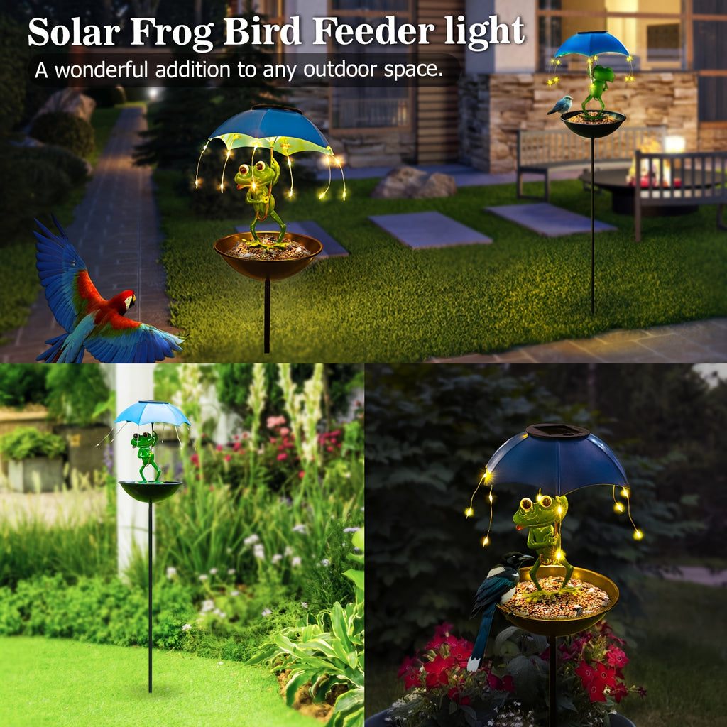 Solar Garden Decoration with Listed LED Light String and Bird Feeder Wording, Single Black Ant Option Label for Outdoor Lawn, Terrace and Pathside Displays