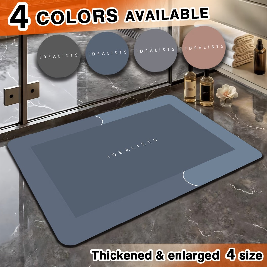 Soft Diatomaceous Earth Bath Mat, Absorbent Quick-Drying Bathroom Floor Mat in Dark Gray, Blue, Light Gray or Pink with Four Size Options for Home Use