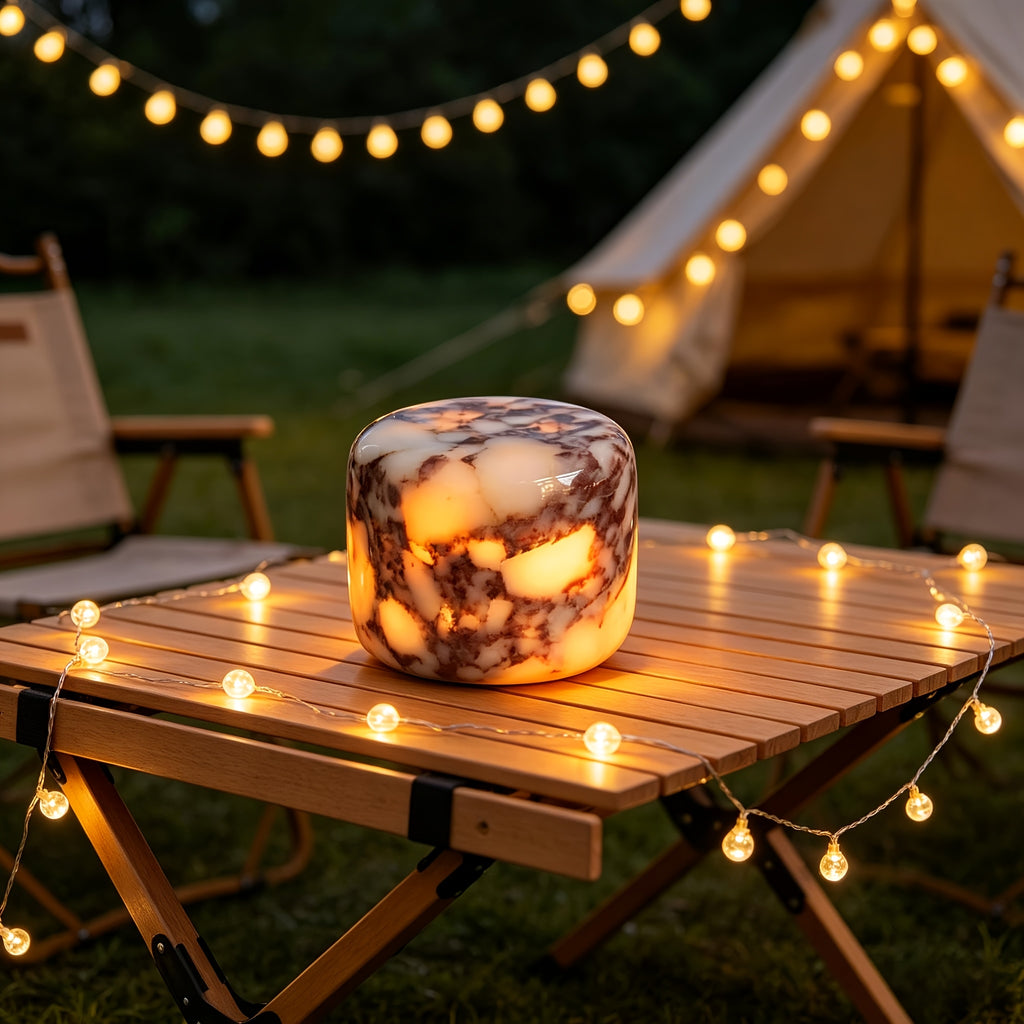 Marble Pattern Rechargeable Table Lamp with Type-C Charging and Warm LED Ambient Lighting, Portable Decorative Bedside Light for Bedroom Nightstands and Home Decor