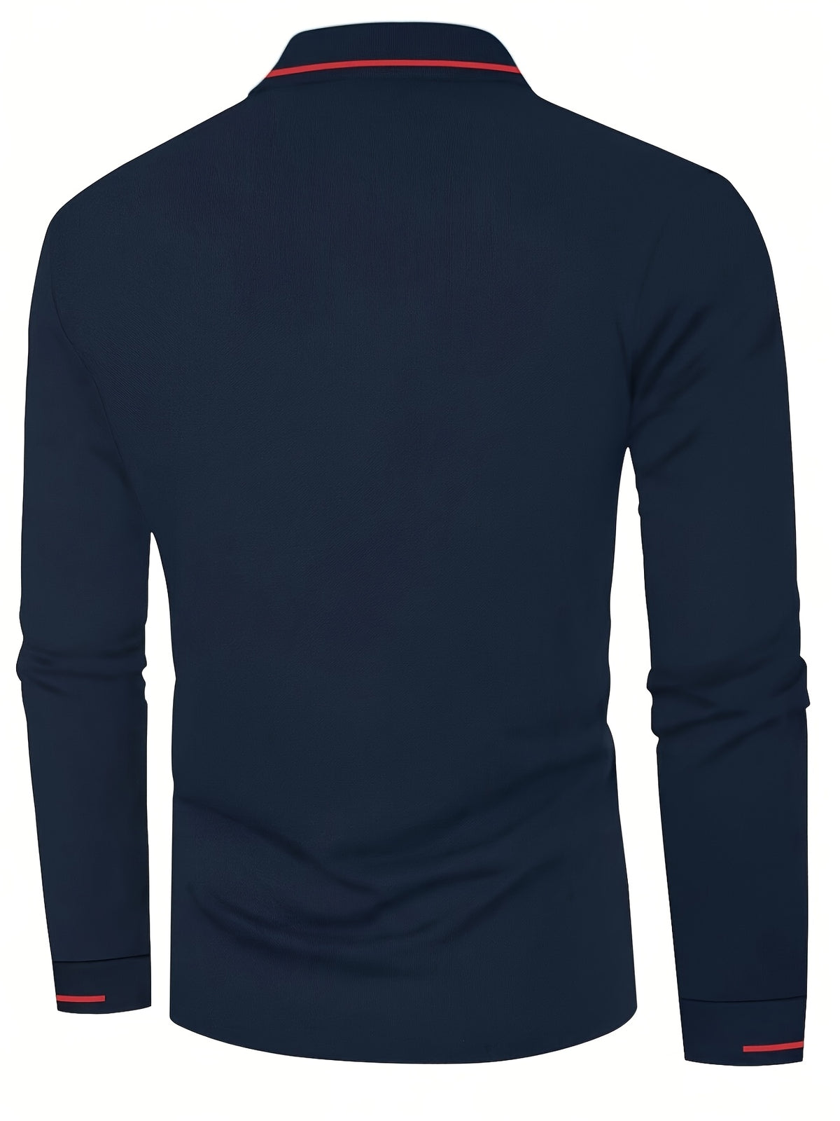 Men's Long Sleeve Polo Shirt, 100% Polyester with Slight Stretch, Regular Fit and Rib-Knit Details for Casual Golf and Spring-Fall Outfits