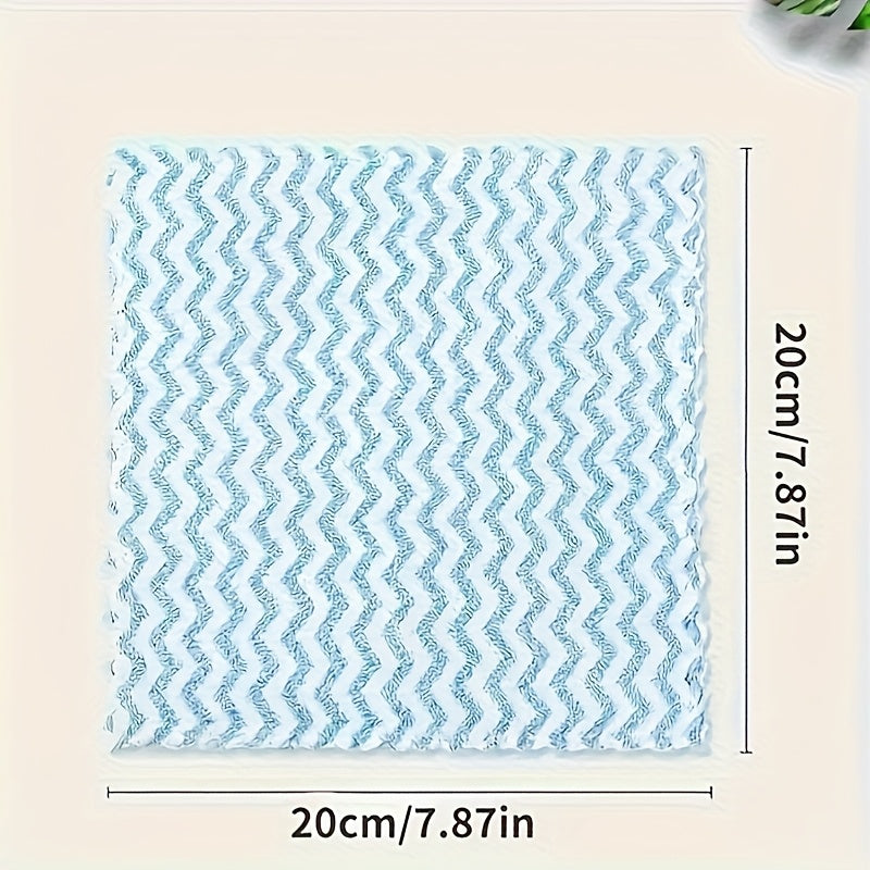 Striped Microfiber Kitchen Towels, Ten-Piece Square Dish Cloth Pack with Hand-Wash-Only Care and Any Color Selection for Everyday Dish and Countertop Cleanup