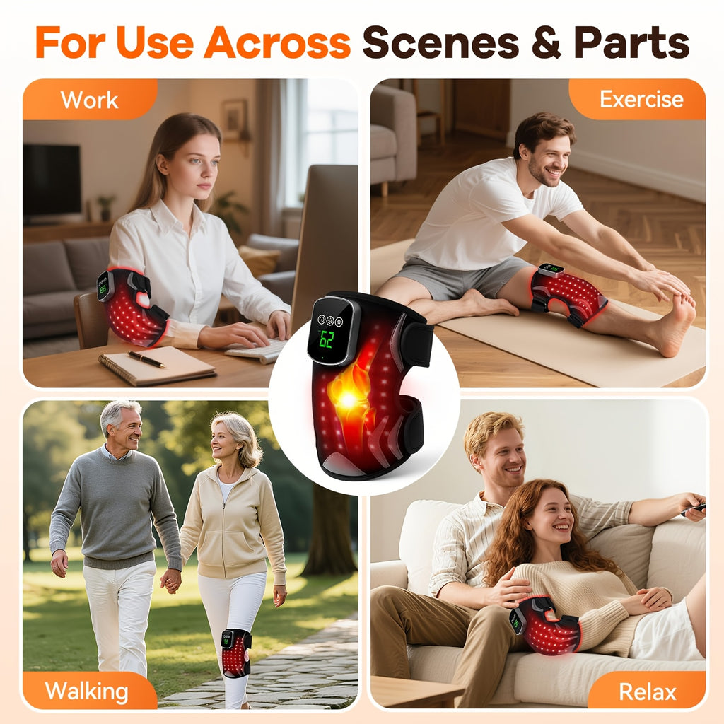 Warming Knee Cushion with Heat and Vibration Massage, Single Cordless Knee Aid with USB Charging and Listed Rechargeable Nickel Battery for Personal Comfort