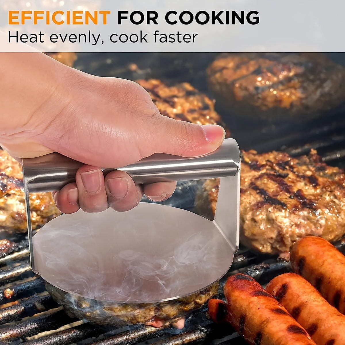 Stainless Steel Burger Press, Single Manual Patty Press with Listed Heat-Resistant Handle for Hamburger Shaping, Griddle Cooking and Home Kitchen Use
