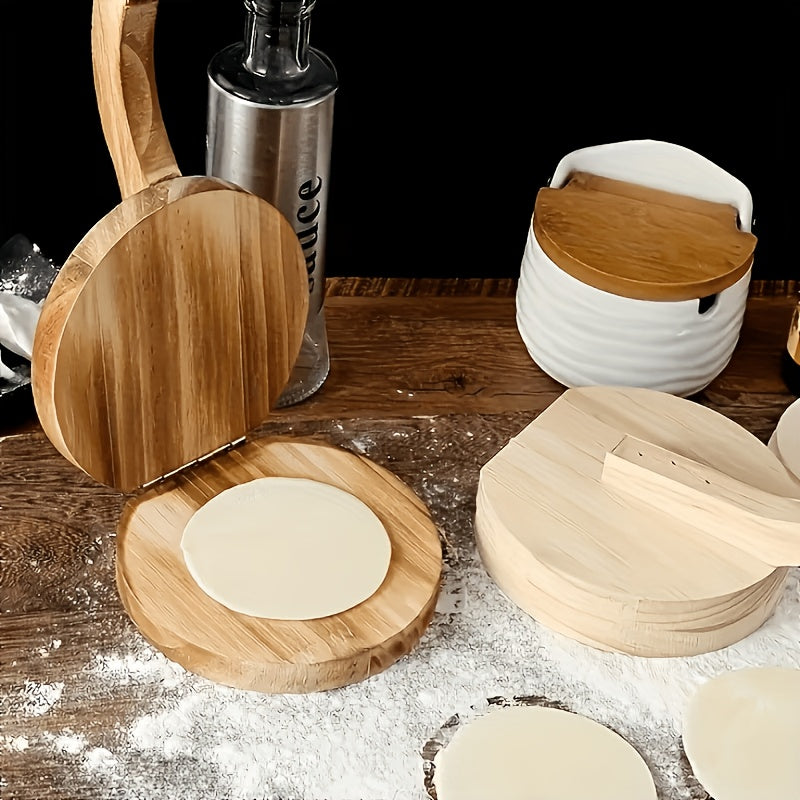 Solid Wood Dumpling Dough Press, Hand-Operated Kitchen Tool for Homemade Dough Shaping, Noodle Preparation, Steamed Buns and Meat Pastries in Burning Color