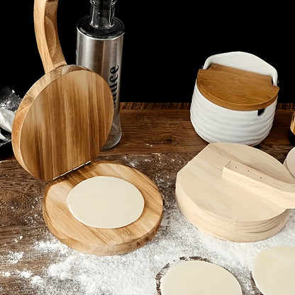 Solid Wood Dumpling Dough Press, Hand-Operated Kitchen Tool for Homemade Dough Shaping, Noodle Preparation, Steamed Buns and Meat Pastries in Burning Color