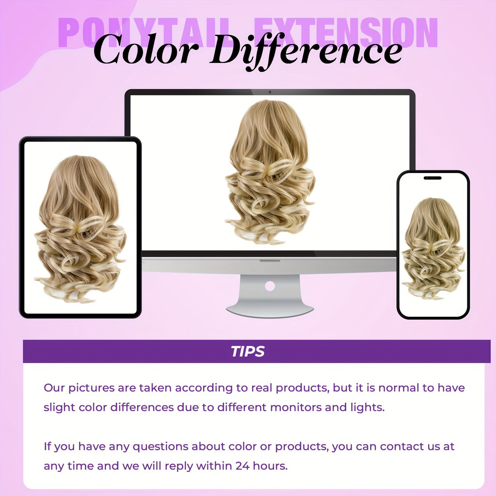 Short Loose-Curl Ponytail Extension for Women, 12-Inch Wavy Hairpiece with Black, Brown, Blonde and Gray Color Options for Everyday and Occasion Styling